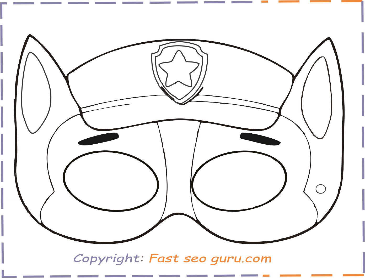 Print out paw patrol chase mask
